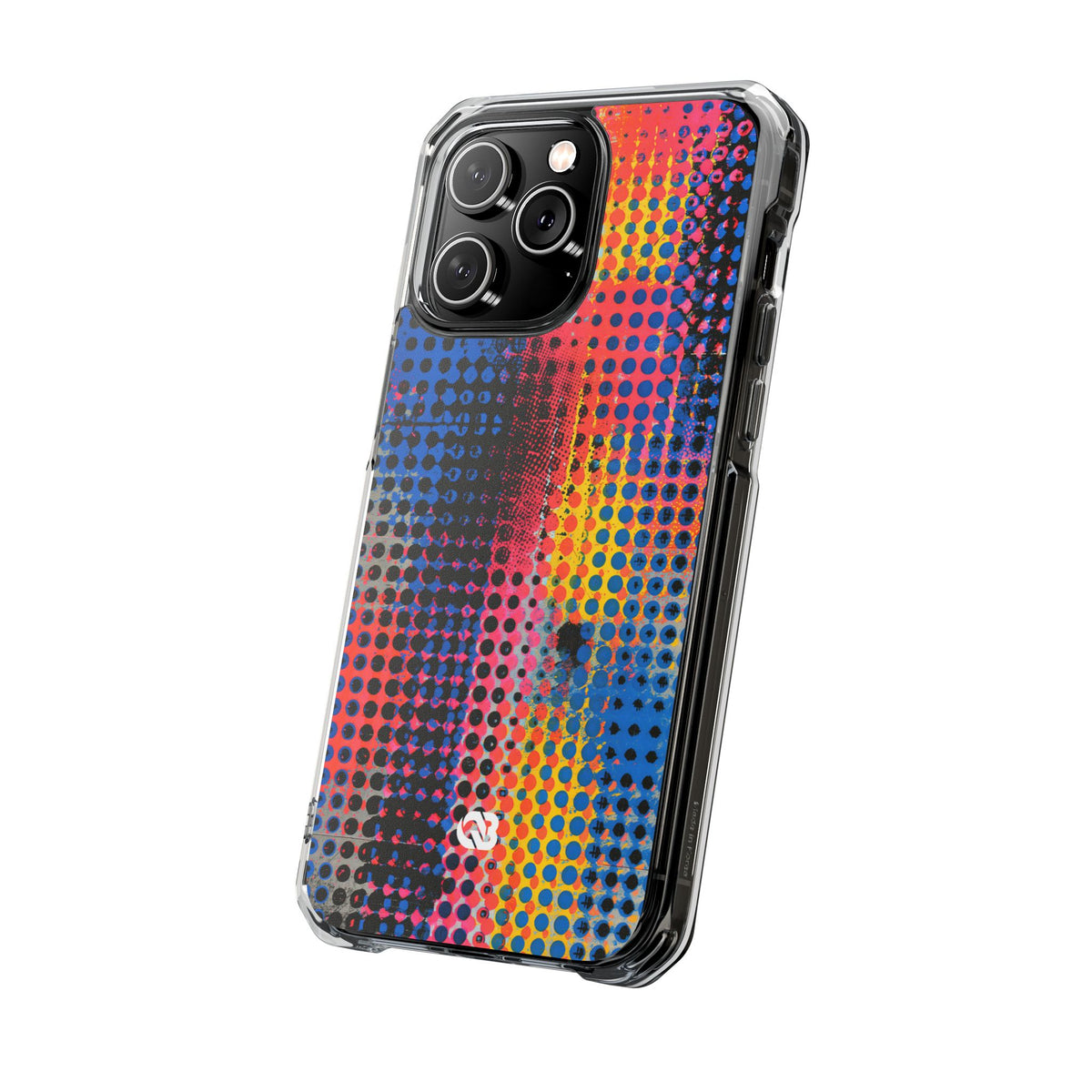 Chromatic Halftone Grid · Clear Impact Magnetic Phone Case for iPhone ·  Blue