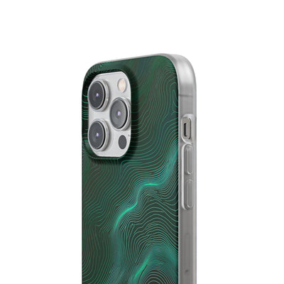 Teal Lite Phone Case for iPhone - Neon Jade Contour