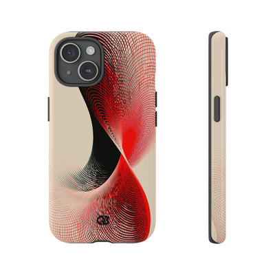 Red Tough Phone Case for iPhone - Crimson Grid Vortex