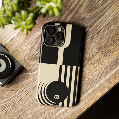 Black Tough Phone Case for iPhone - Ivory Signal Grid