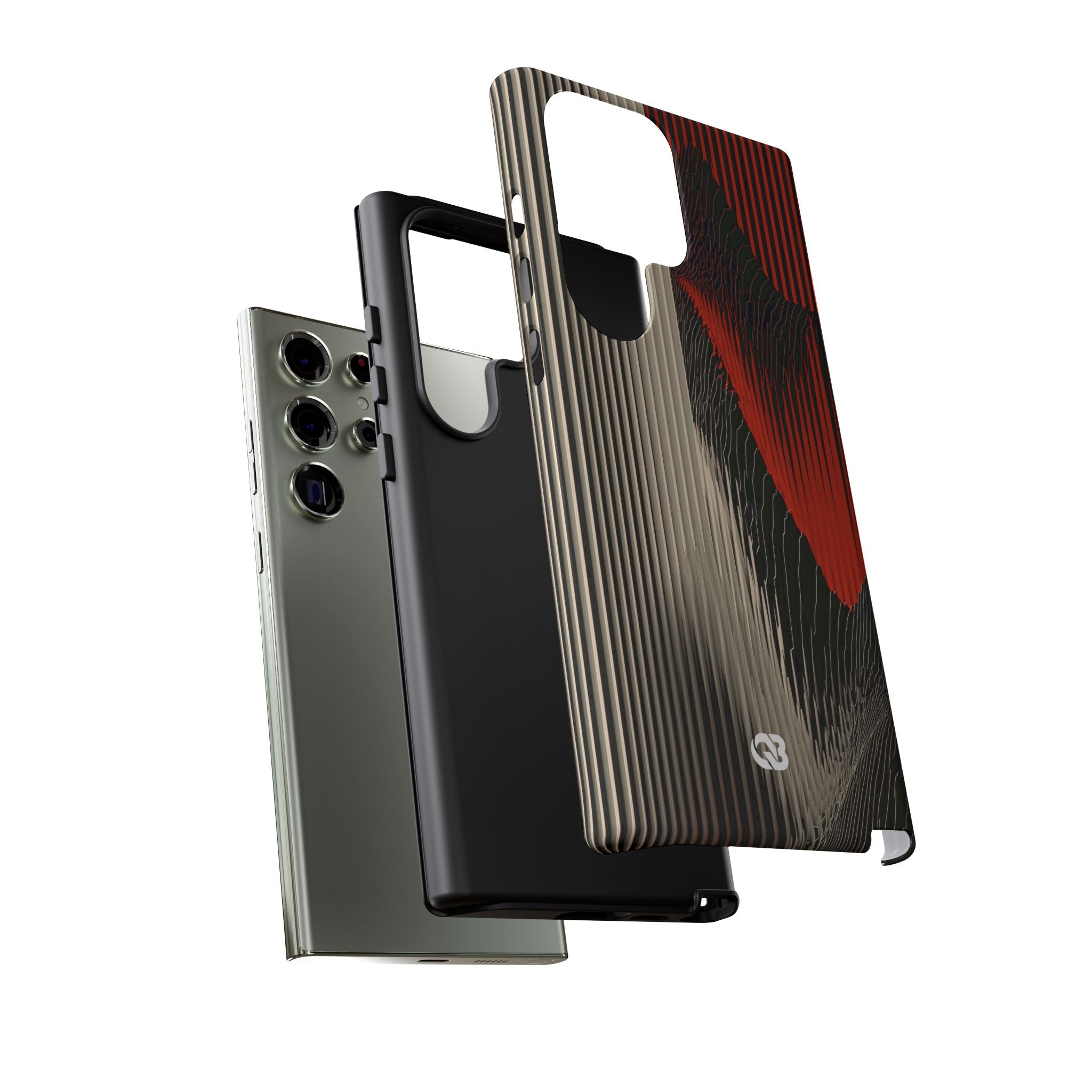 Red Tough Phone Case for Samsung - Crimson Pulse Topo