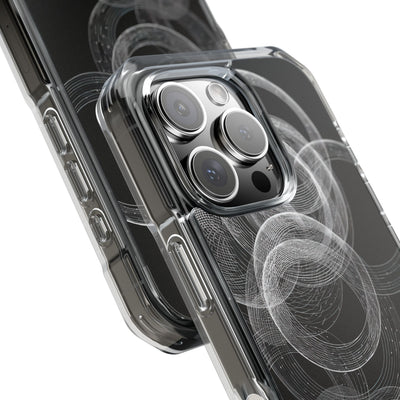 Black Impact MagSafe Phone Case for iPhone - Kinetic Wireframe Orbit