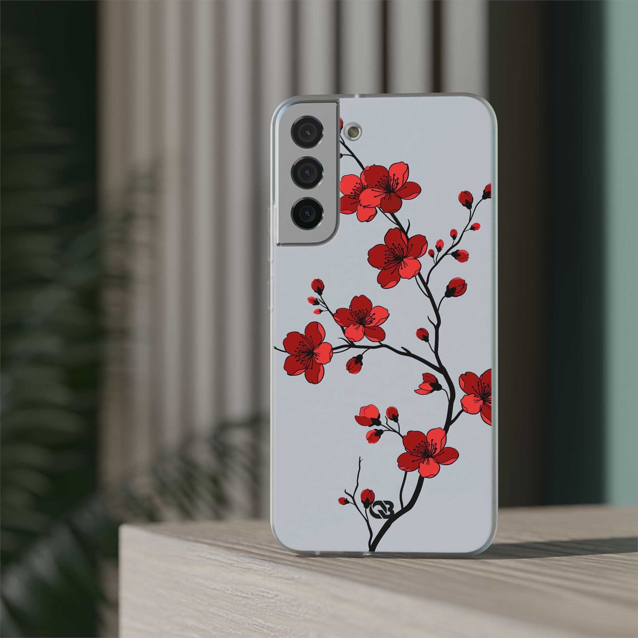Grey Lite Phone Case for Samsung - Crimson Blossom Onyx
