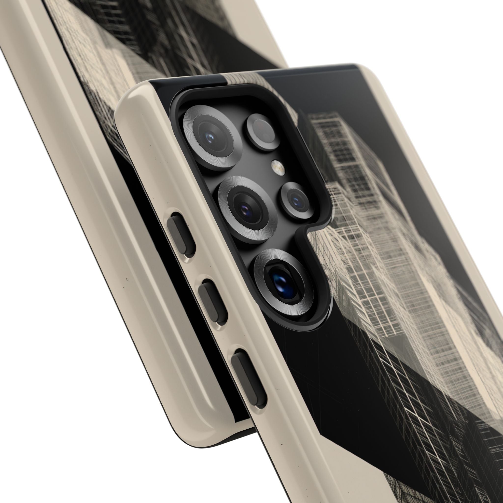 Beige Tough Phone Case for Samsung - Monolith Urban Grid