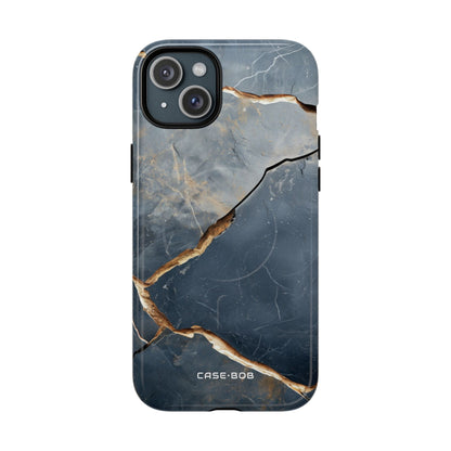 Jagged Vein Navy iPhone 15 Plus Case - Tough+