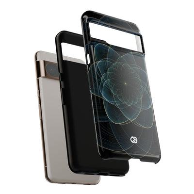 Blue Tough Phone Case for Google Pixel - Celestial Wireframe Bloom