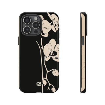 Black Tough Phone Case for iPhone - Obsidian Bone Orchid