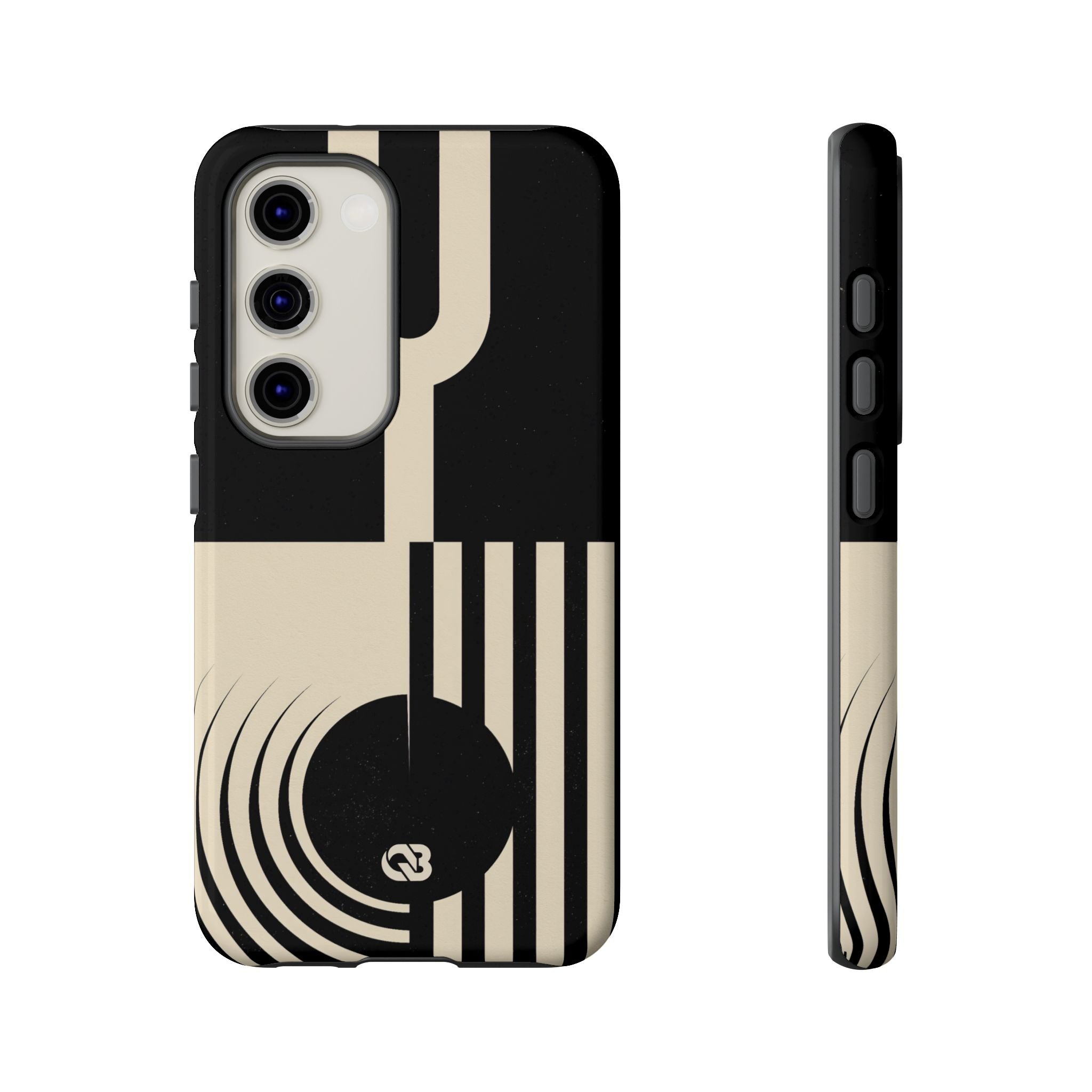 Black Tough Phone Case for Samsung - Ivory Signal Grid