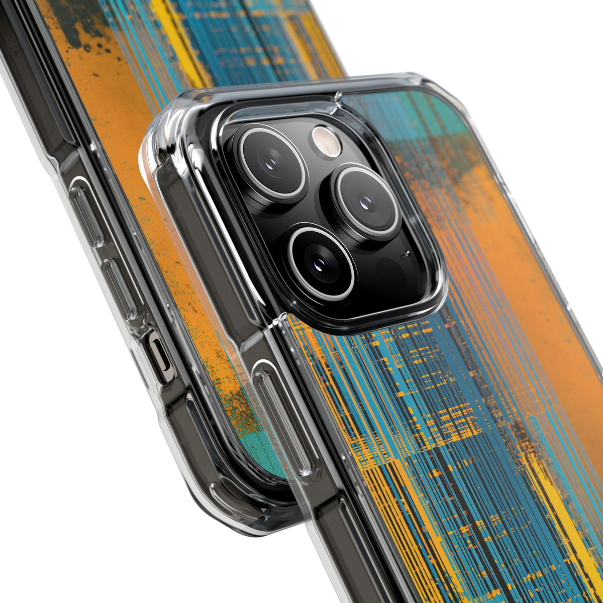 Cyber Glitch Stream · Clear Impact Magnetic Phone Case for iPhone · Teal
