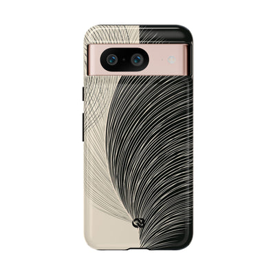 Beige Tough Phone Case for Google Pixel - Obsidian Cream Plume