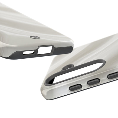 White Tough Phone Case for Samsung - Polished Ivory Wave