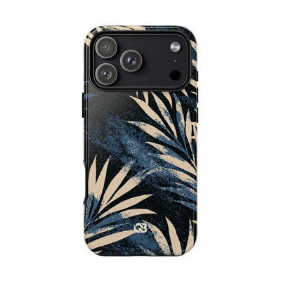 Blue Tough Phone Case for iPhone - Midnight Indigo Palm