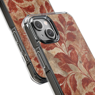 Terracotta Botanical Fresco · Clear Impact Magnetic Phone Case for iPhone · Red