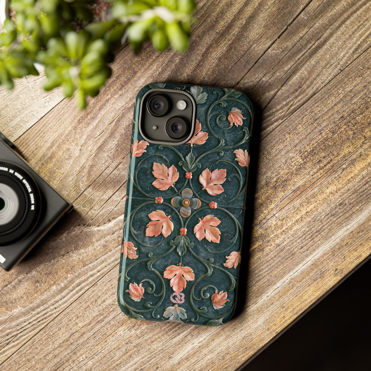 Florentine Rose Arabesque · Tough Phone Case for iPhone · Green