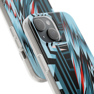 Blue Lite Phone Case for iPhone - Glitch Peak Cyan