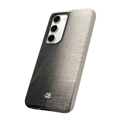 Beige Tough Phone Case for Samsung - Brutalist Graphite Grid