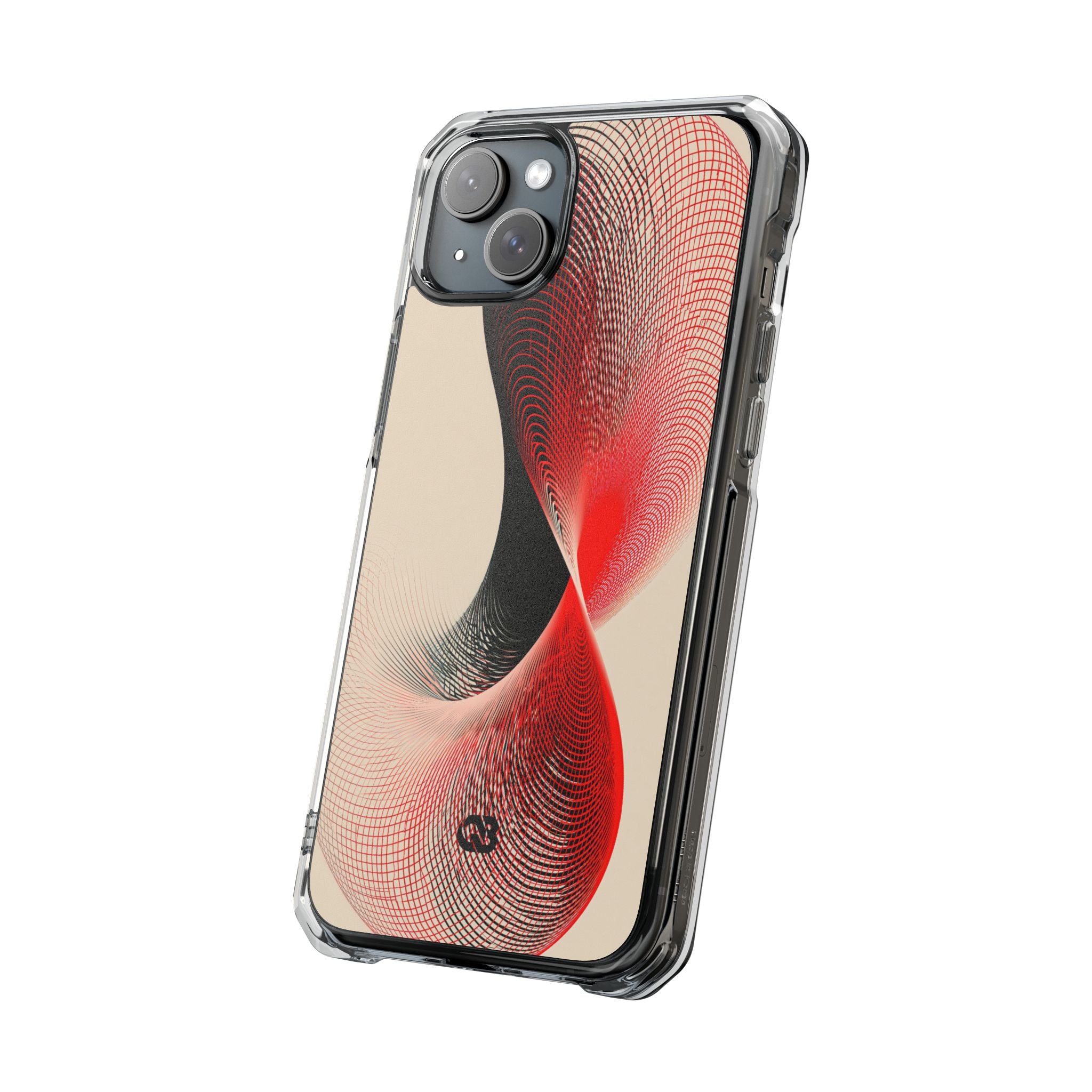Red Impact MagSafe Phone Case for iPhone - Crimson Grid Vortex