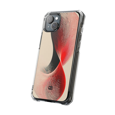 Red Impact MagSafe Phone Case for iPhone - Crimson Grid Vortex