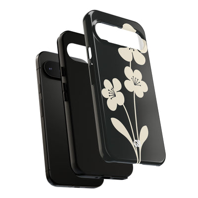 Black Tough Phone Case for Google Pixel - Obsidian Cream Bloom