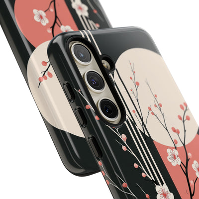 Black Tough Phone Case for Samsung - Kyoto Midnight Blossom