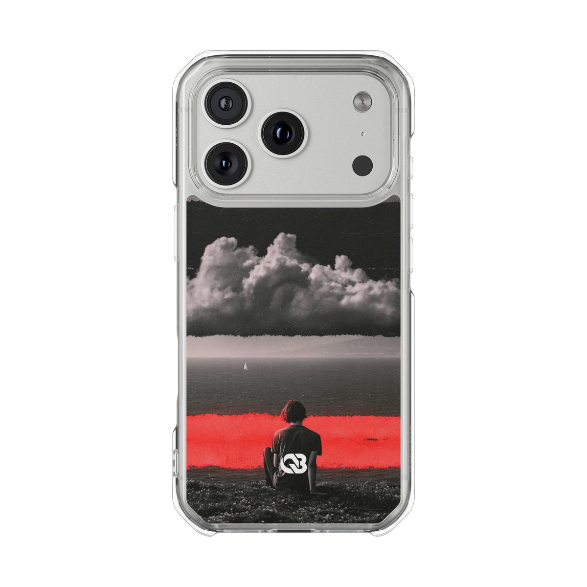 Crimson Horizon · Clear Impact Magnetic Phone Case for iPhone ·  Black
