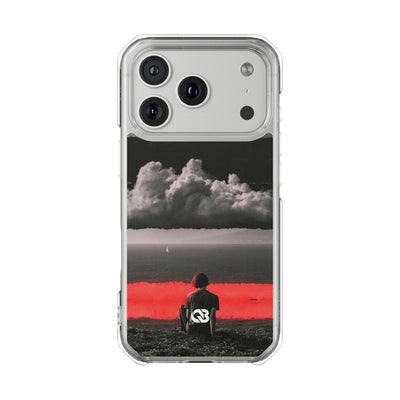 Crimson Horizon · Clear Impact Magnetic Phone Case for iPhone ·  Black