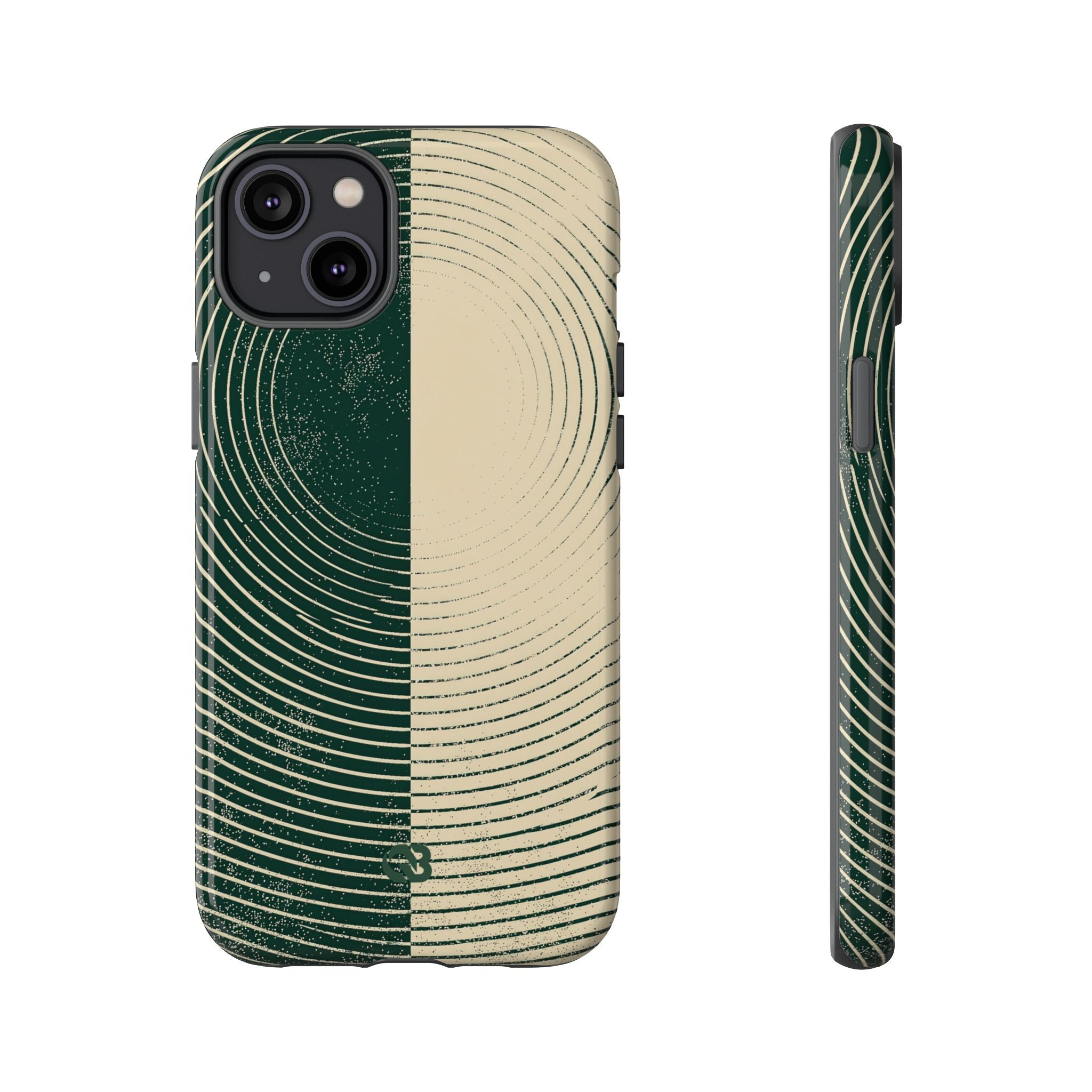 Green Tough Phone Case for iPhone - Evergreen Split Grain