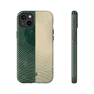 Green Tough Phone Case for iPhone - Evergreen Split Grain