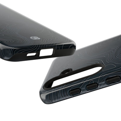 Black Tough Phone Case for Samsung - Obsidian Ridge Topo