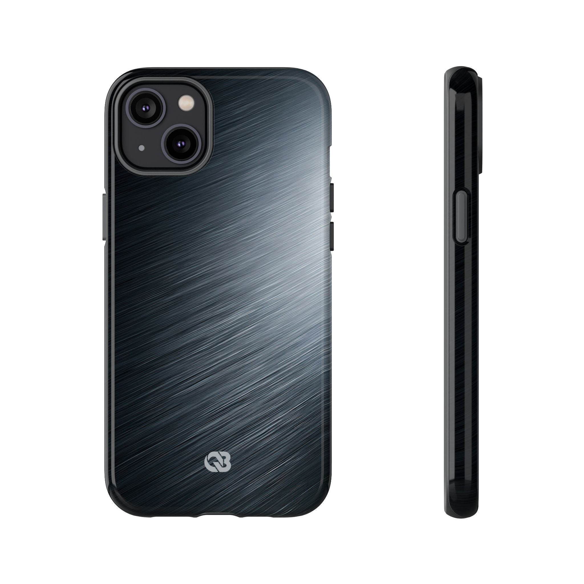 Grey Tough Phone Case for iPhone - Charcoal Brushed Steel