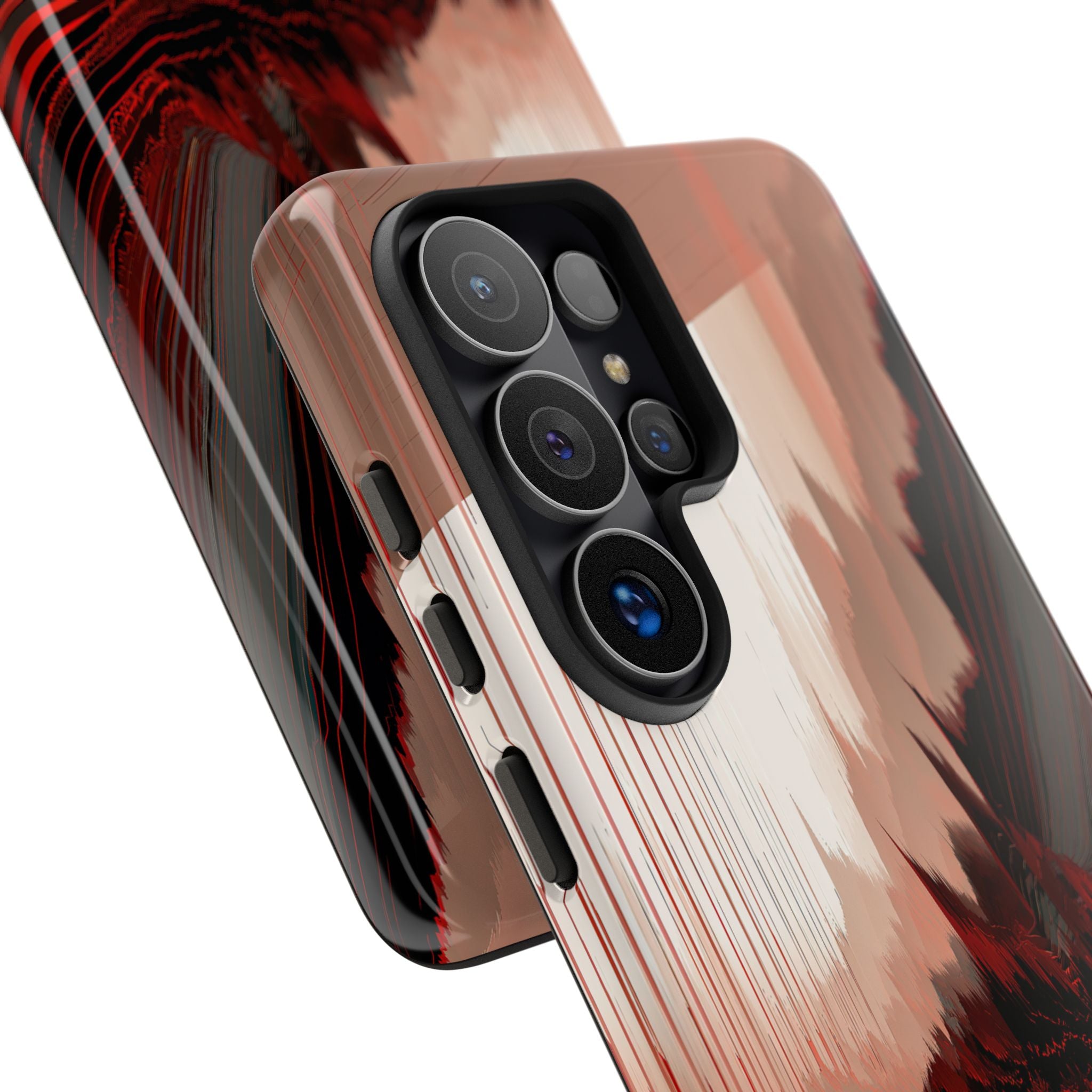 Red Tough Phone Case for Samsung - Crimson Pulse Horizon