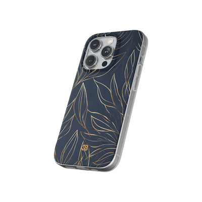 Gilded Navy Foliage · Soft Phone Case for iPhone