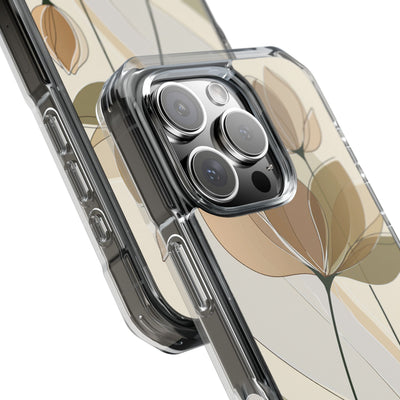 Beige Impact MagSafe Phone Case for iPhone - Muted Ochre Petals