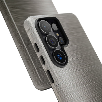 Grey Tough Phone Case for Samsung - Brushed Industrial Steel