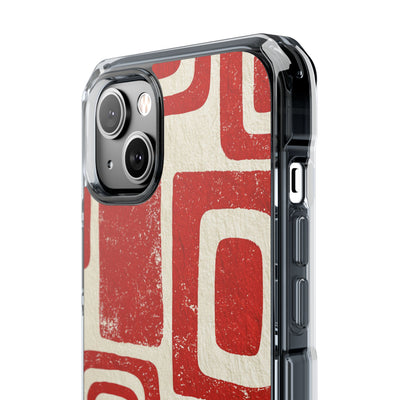 Vermilion Block Motif · Clear Impact Magnetic Phone Case for iPhone · Red