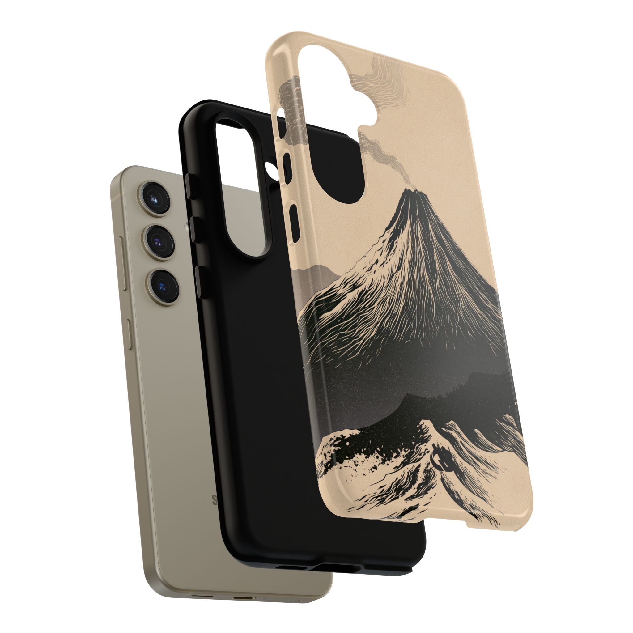 Beige Tough Phone Case for Samsung - Obsidian Ink Summit