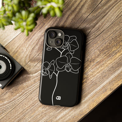 Black Tough Phone Case for iPhone - Noir Alabaster Orchid