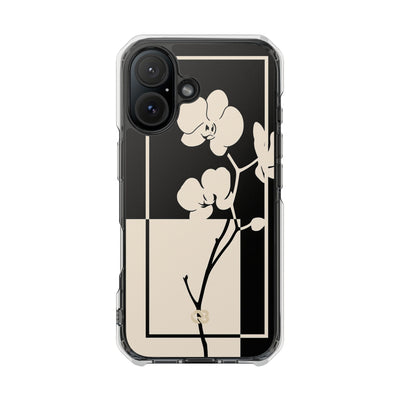Beige Impact MagSafe Phone Case for iPhone - Nocturnal Orchid Frame