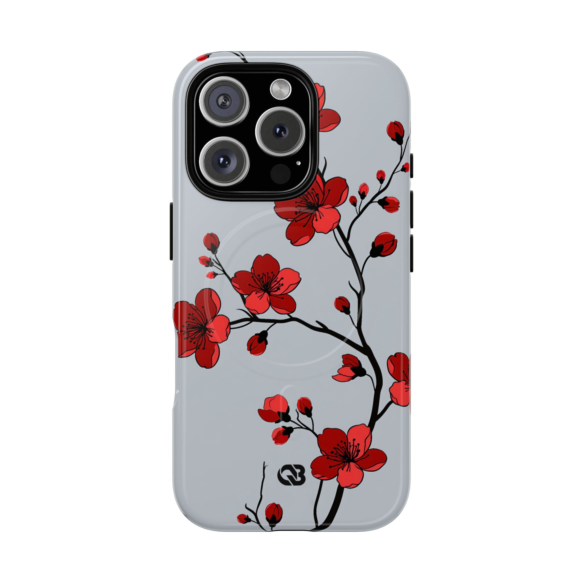 Grey Tough 2.0 Magsafe Phone Case for iPhone - Crimson Blossom Onyx