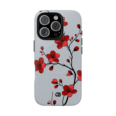 Grey Tough 2.0 Magsafe Phone Case for iPhone - Crimson Blossom Onyx