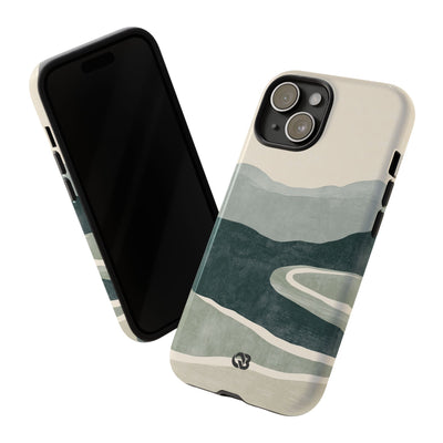 Green Tough Phone Case for iPhone - Misty Sage Valley