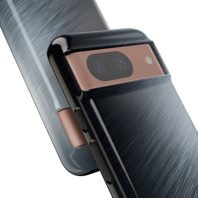 Grey Tough Phone Case for Google Pixel - Charcoal Brushed Steel