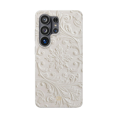 White Lite Phone Case for Samsung - Alabaster Floral Relief
