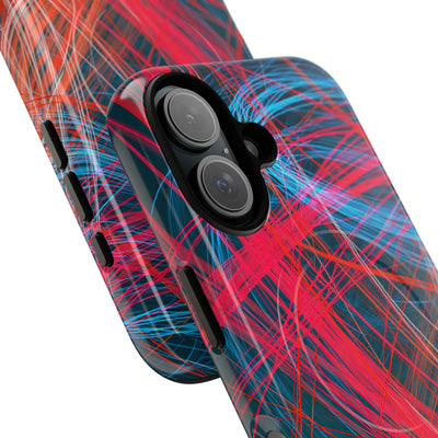 Neon Fiber Stream · Tough 2.0 Magnetic Phone Case for iPhone · Red