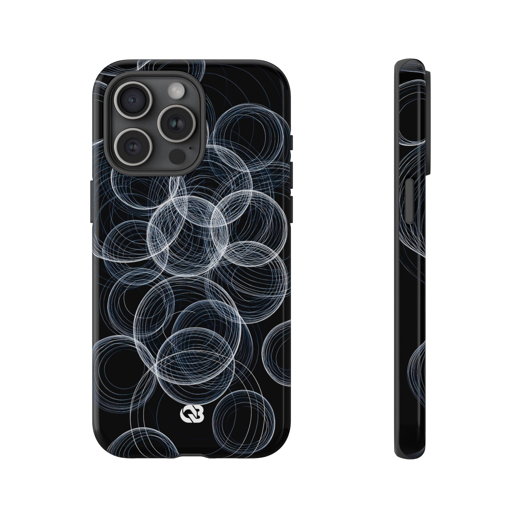 Black Tough Phone Case for iPhone - Frosted Ring Matrix