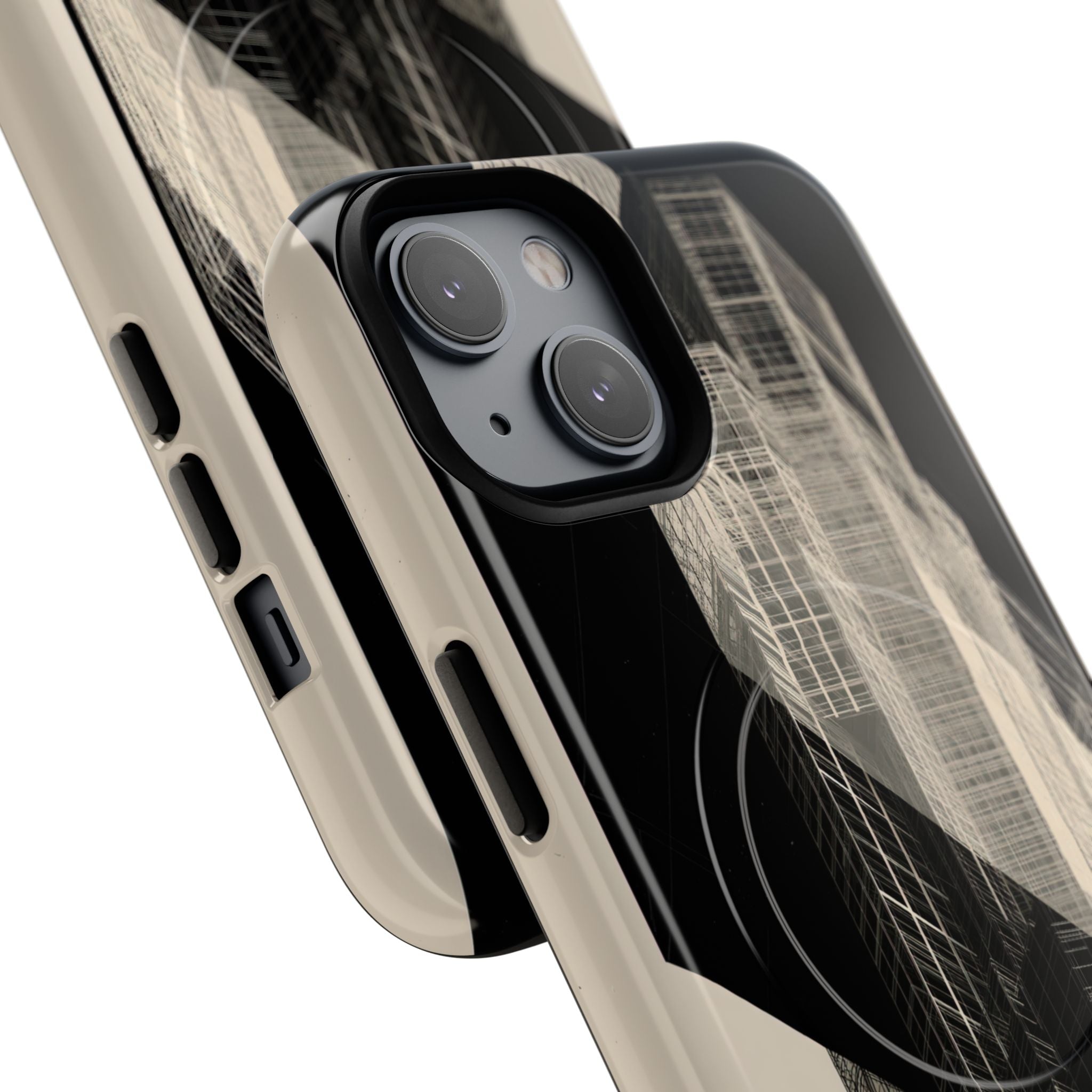 Beige Tough 2.0 Magsafe Phone Case for iPhone - Monolith Urban Grid