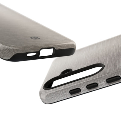 Grey Tough Phone Case for Samsung - Brushed Nickel Linen
