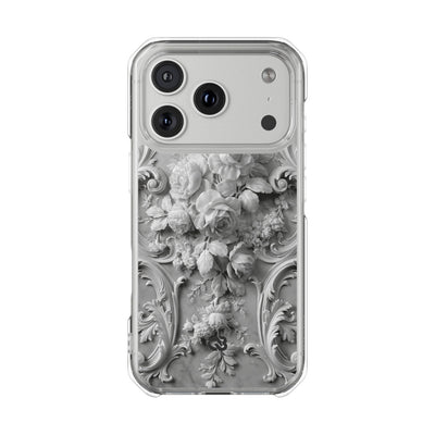 Rococo Marble Rose · Clear Impact Magnetic Phone Case for iPhone · White