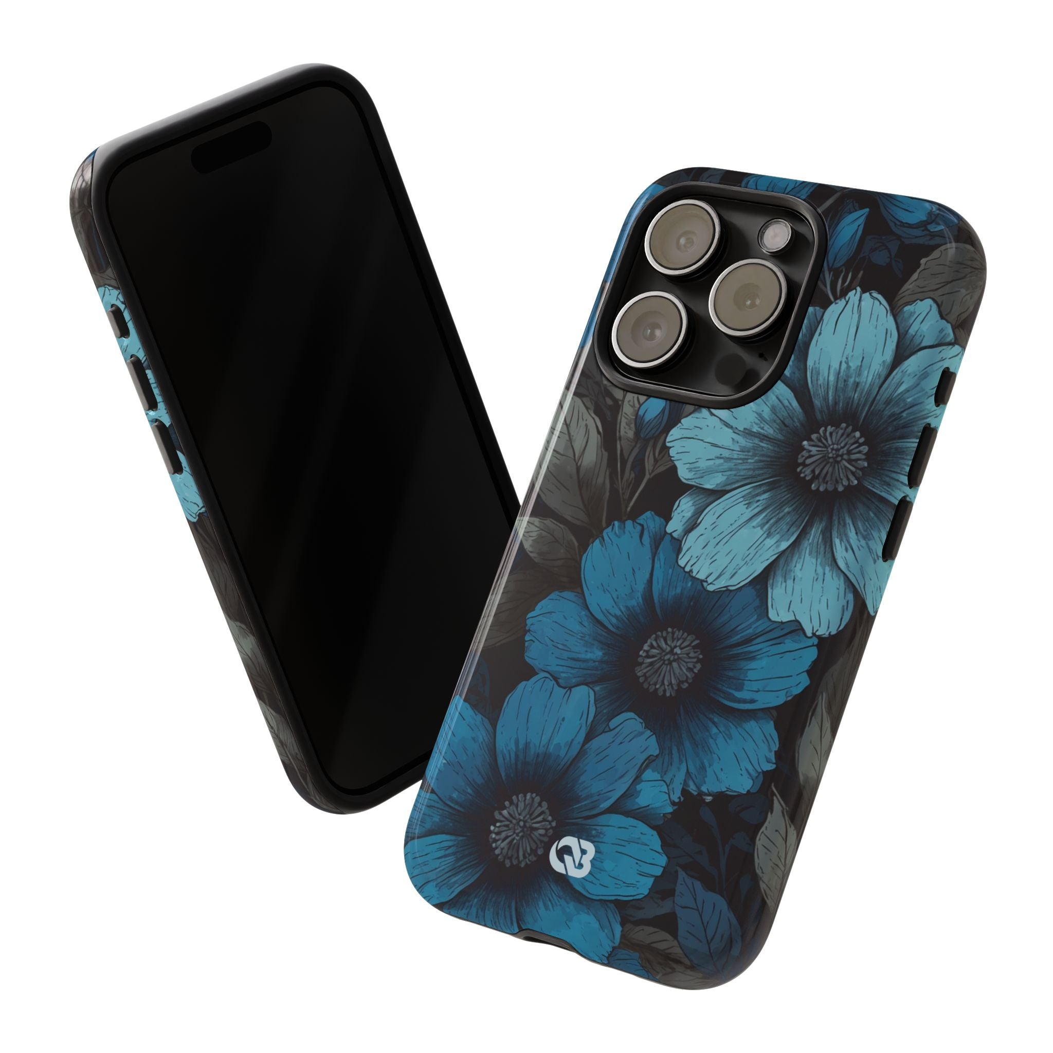 Obsidian Blue Petals · Coque de téléphone Tough pour iPhone