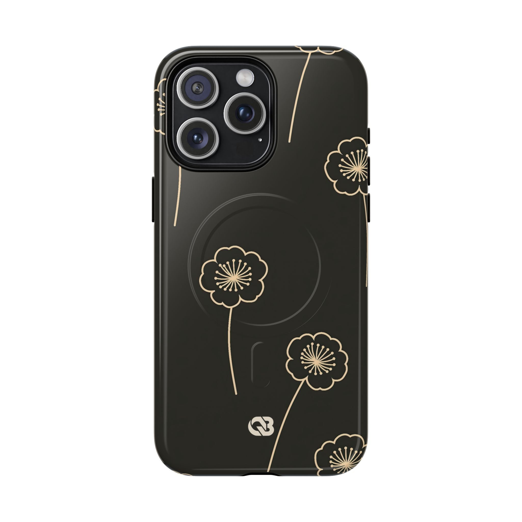 Black Tough 2.0 Magsafe Phone Case for iPhone - Obsidian Sand Petals